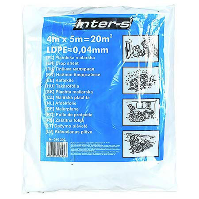 Slika Folija zaštitna za krečenje 4x5 m 40 mikrona LDPE MIX