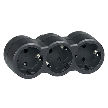 Slika Blok utičnica Legrand 3×2P+E 16A 250V horizontalna crna 694574