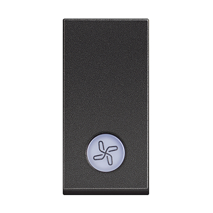 Slika Bticino Classia prekidač običan 1M 10AX 250V osvetljen LED 230V simbol ventilatora crni RG4001LR