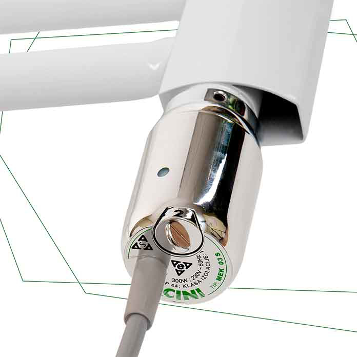 Slika CINI Mek električni grejač 1/2" 0.9 kW hromirani