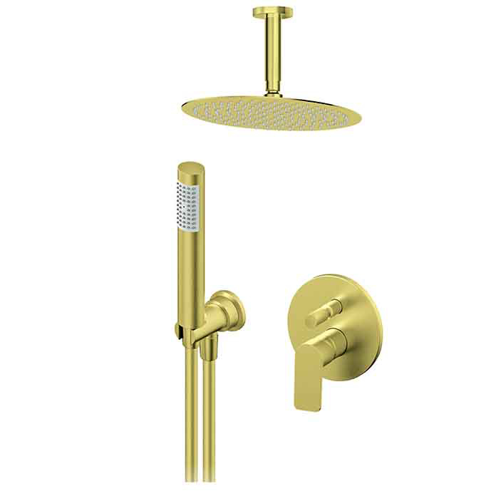 Ugradna baterija S2 GOLD 231603G za tuš kadu, luksuzna zlatna PVD baterija sa tuš ružom Ø250 mm i ručnim tušem