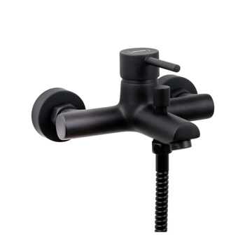 Crna baterija za kadu Minotti Tubo Dark Elegance 6111B sa tuš crevom, ručicom i držačem