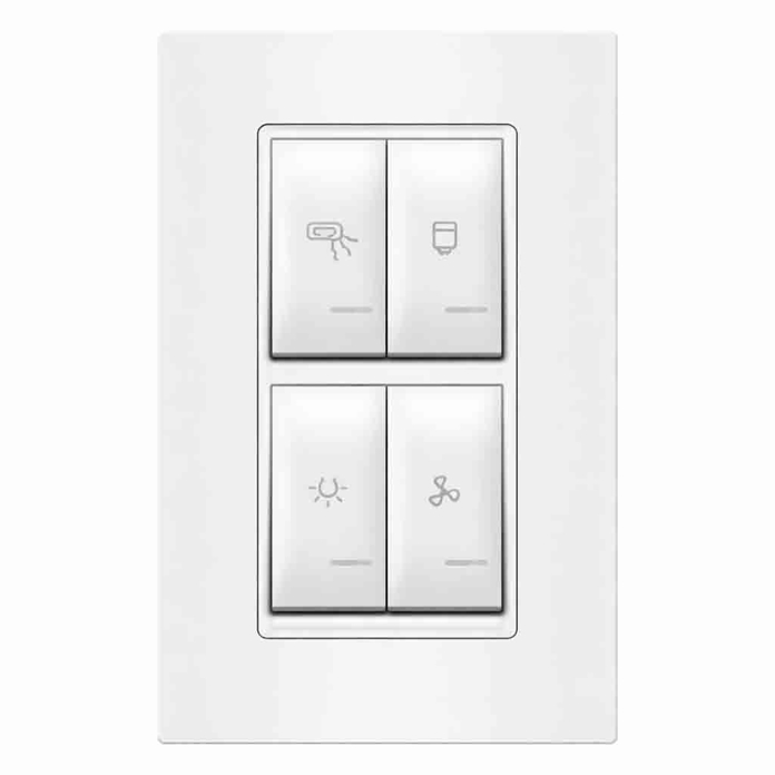 Beli univerzalni vertikalni indikator za kupatilo Aling sa četiri sklopke za svetlo, grejalicu, boiler i ventilator